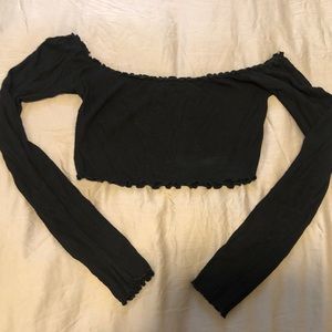 Off-the-shoulder Long Sleeve Crop Top